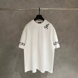 Ch hip-hop t shirts ch short-sleeved sanskrit letter printing cross embroidery loosecasualpure cotton american heavy weight