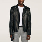 Men Motorcycle Jacket Faux Leather Knight Jacket 1966/300 Long Zipper