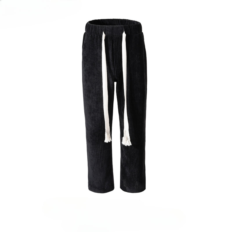 MIJKO Men's Vintage Pants MIJKO Pleated Textured Pants Straight Men's and Women's Casual Pants