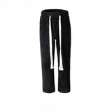 MIJKO Men's Vintage Pants MIJKO Pleated Textured Pants Straight Men's and Women's Casual Pants