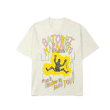 Hip-hop t shirts american high street washed dirty white distressed click print loose short-sleeved t-shirt style