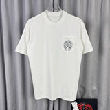 Ch hip-hop t shirts ch short-sleeved couple chest flap pocket pants horseshoe sanskrit cross logo high street heavy industry american style