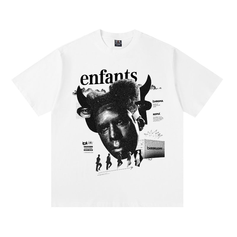 saint m t shirts s.m. bull horn character graphic crew neck pullover short sleeve t-shirt