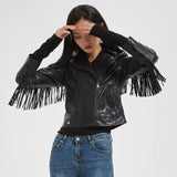 Women Leather Jacket Autumn Tassel Motorcycle Pu Leather Jacket Leather Coat Women's Short Coat