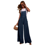 Women pants fashion cross-border ins style amazon women's clothing stylish street flap pocket pants wide leg pants suspender denim overalls