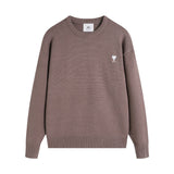 Ami araunriffall and winter couplelong sleevesheart jacquardtopswool sweater round neck knitting shirt