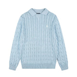 Rl ralph lauren pony warm women's autumn/winter cable knit polo collar sweater - wool blend, couple's casual loose knit top
