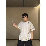 Ch hip-hop t shirts ch short-sleeved sanskrit letter printing cross embroidery loosecasualpure cotton american heavy weight