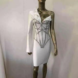 Women Dresses Sexy Bandage Dress Long Sleeve Suit Collar Party Dress (Ont0408)