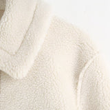 Women Jacket Fall and Winter Lapels Long Sleeve Fleece Loose Short Jacket Coat