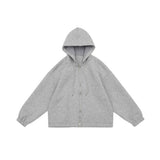 Unisex Jacket Relaxed-Fit Hoodie Top Coat Cotton Sweater Jacket