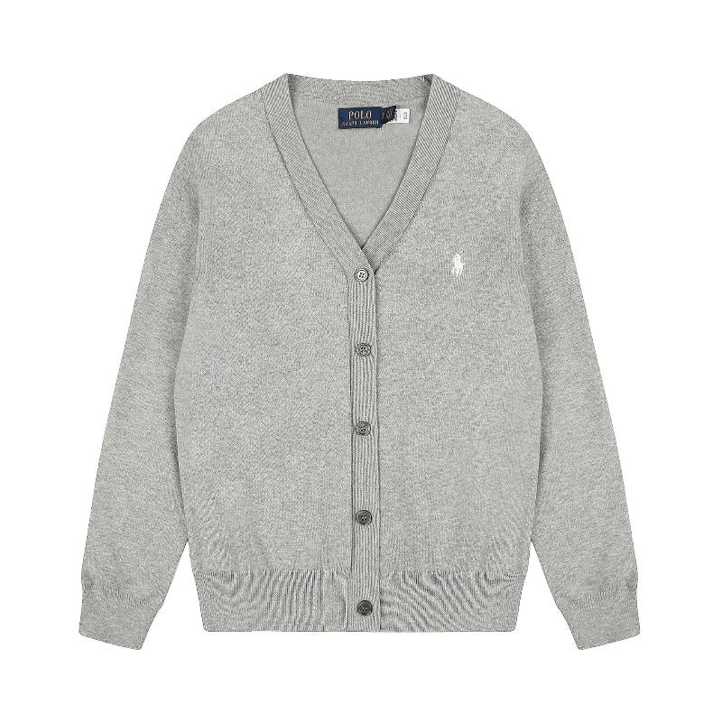 Macaron-colored little marafon rl knit cardigan - couple's v-neck wool top, relaxed fit outerwear for autumn and winter