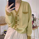 Women Knitwear Autumn Double Breasted Sweater Loose Knitted Cardigan