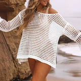 Women Knitwear Sexy Knitwear Hollow out Female Beach Dress Sun Protection Shirt