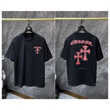 Ch hip-hop t shirts american ch short-sleeved cross horseshoe sanskrit embroiderloosecasual american heavy weight