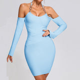 Women Evening Dress Bandage One-Piece Dress Backless Sexy Dress
