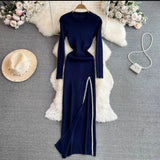 Women Maxi Dress Spring and Autumn Knitted Dress