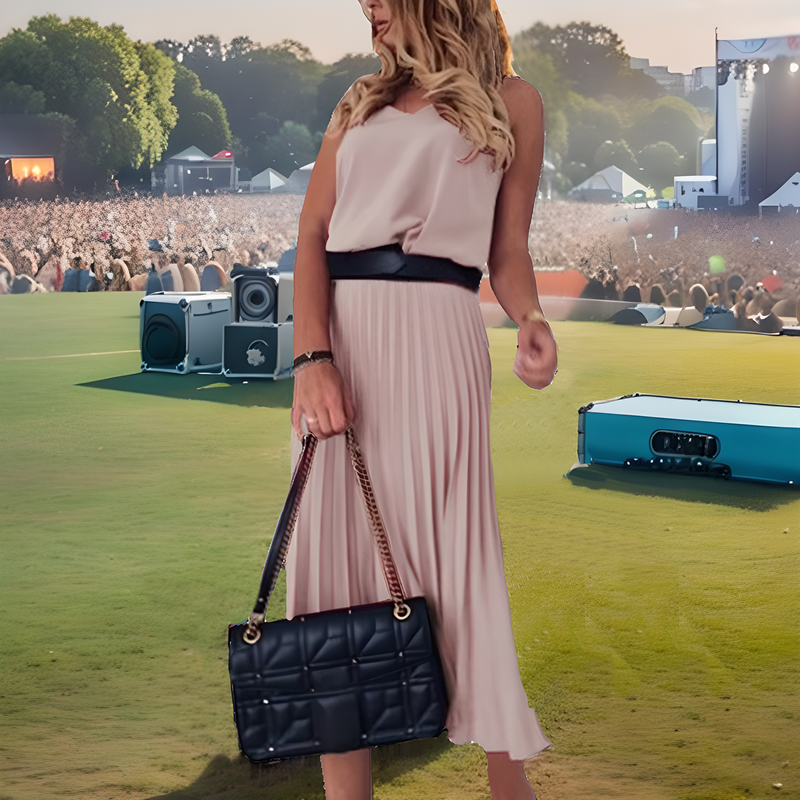 Coachella Dress Spring Summer Suspender Pleated Casual Dress Sexy