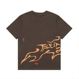 Hip-hop t-shirts, american-style merchandise featuring running graphics and letter prints. trendy, oversized, short-sleeved tees perfect for summer streetwear