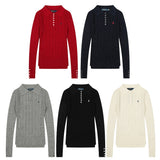 Rl ralph lauren pony knit sweater - women's autumn/winter button-down sweet socialite casual polo collar slim fit wool top