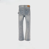 MIJKO Men's Vintage Pants MIJKO Men's Women's Wash Water Old Micro-wide-footed Jeans