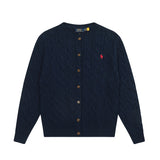 Macaron color rl ralph pony casualsweetcardigan women's fall and winter dopamine round neck cardiganknitting wool sweater