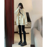 Women Knitted Cardigan V-neck Cardigan Simple Sweater Casual Loose Knitted Coat