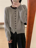 Women Knitted Pullover round Neck Single-Breasted Sweater Autumn and Winter Sweater Top