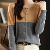 Women Knitwear Spring round Neck Sweater Loose Knitted Cardigan