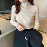 Women Knitted Pullover Turtleneck Spring and Autumn Top Knitwear