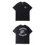 Hip-hop t shirts american high street half sleeve skull printingloose round neck trendy short sleeve t-shirt