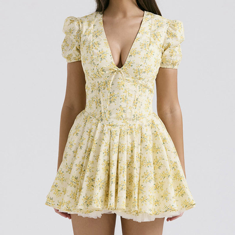 Women Dresses Summer V-neck Dress Sexy Skirt (Xds0414)