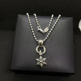 Chrome Hearts Necklace Ch Crowe Small Hexagram Pendant Old Necklace Cross Personality Sweater Chain Versatile Hip Hop Wholesale