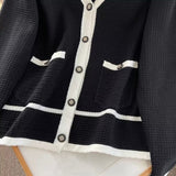 Women Sweater Knitwear Autumn and Winter Classic Style Contrast Color V-neck Knitted Cardigan Sweater Coat