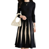 Women Knitwear Spring and Autumn Long Lace-up Sweater Slim Knit Dress