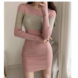 Women Maxi Dress Fall/Winter Slim Hip Stretch Knitted Dress