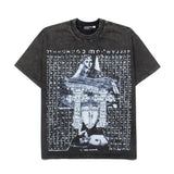 Hip-hop t shirts american high street temple cross messenger washed distressed retroloose short-sleeved t-shirt trendy tee