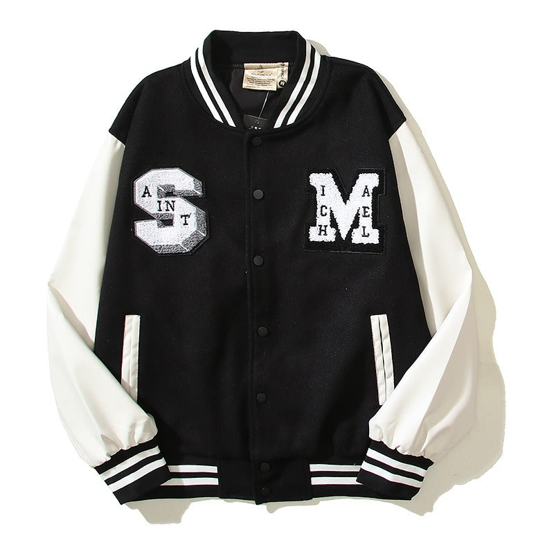 Saint m t jackets s.m. letter patch baseball jacket wholesale single piece
