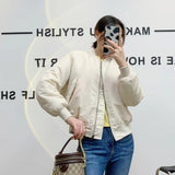 Women Jacket Autumn and Winter Stand Collar Jacket Long Sleeve Baseball Uniform Coat
