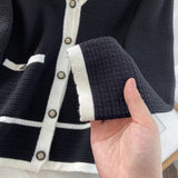Women Sweater Knitwear Autumn and Winter Classic Style Contrast Color V-neck Knitted Cardigan Sweater Coat