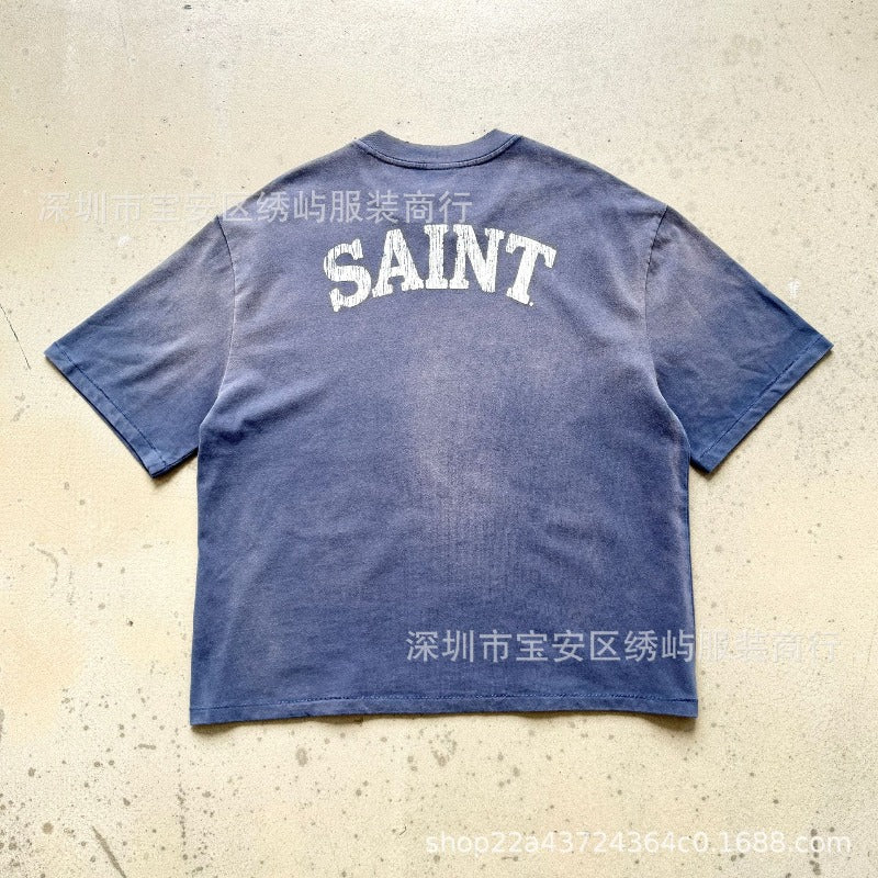 saint m t shirts s.m french letter limited edition crew neck pullover short sleeve t-shirt