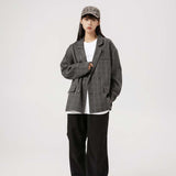 Unisex Jacket Autumn Plaid Double Breasted Suit