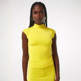 Women T-shirt Summer Turtleneck Sleeveless Vest Top