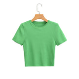 Women Sweater Knitwear Spring round Neck T-shirt Shory Style Ice Silk Pullover Knitwear T-shirt Top