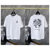 Ch hip-hop t shirts high version ch couple classic sanskrit handmade cross buckle foam pull short sleeve high street american style