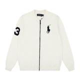 Rl ralph lauren pony racing element crewneck cardigan - relaxed fit knit wool sweater jacket for women - autumn/winter
