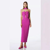 Women Dresses Sexy Magenta Party Dress (Ont0408)