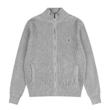 Little marafu rlknittingcouplecardiganhigh collar zipper waffle grids wool topslooseoutwearfall and winter