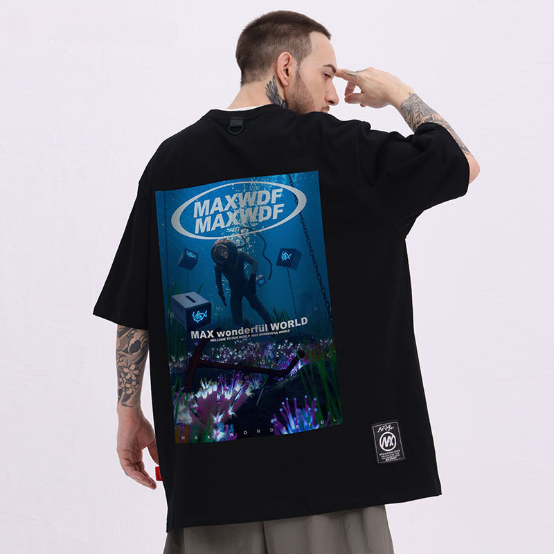 Men's T Shirt Printed Short-Sleeved T-shirt Men's and Women's Oversize Casual Couple Half Sleeve T-shirt
