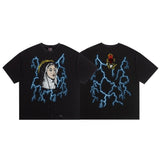 saint m t shirts s.m. tear-stain lightning pattern crewneck pullover short sleeve t-shirt